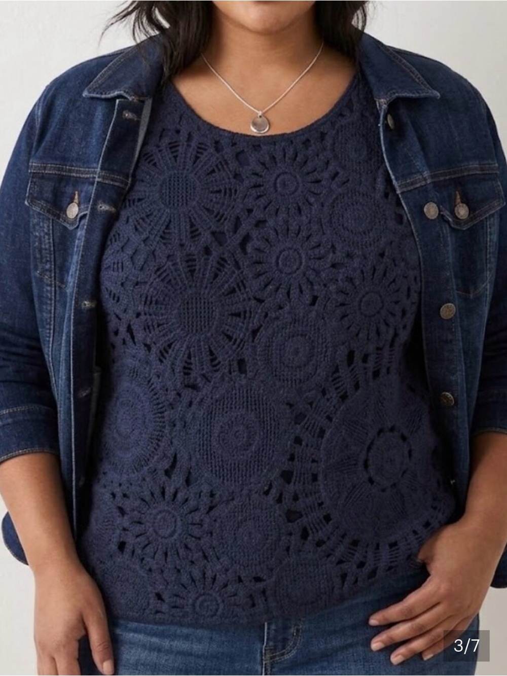 Maurices Navy Crochet lace Overlay Tank Top plus size 2X